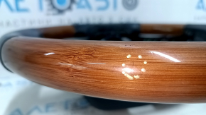Lexus ES300h ES350 13-16 pre-restored steering wheel, black leather, light wood, scratches, nicks on the wood