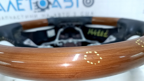 Lexus ES300h ES350 13-16 pre-restored steering wheel, black leather, light wood, scratches, nicks on the wood