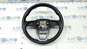 The steering wheel is bare, Audi Q7 16-19, black leather, heated, without buttons and paddles, bumps, scratches