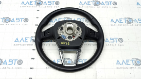 The steering wheel is bare, Audi Q7 16-19, black leather, heated, without buttons and paddles, bumps, scratches