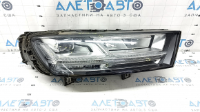 Right front headlight assembly for an Audi Q7 16-19 LED, sand-stained, scuffed, varnish peeling