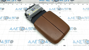 Audi Q7 16-19 armrest, brown leather, worn, dents, needs cleaning