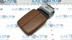Audi Q7 16-19 armrest, brown leather, worn, dents, needs cleaning