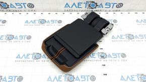 Audi Q7 16-19 armrest, brown leather, worn, dents, needs cleaning