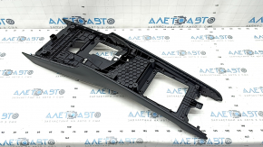 Upper center console trim for Audi Q7 16-19, black leather, with backlight, scratches, dents