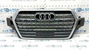 Audi Q7 16-19 gray radiator grille assembly, for parking sensors, with emblems, broken mount, sand