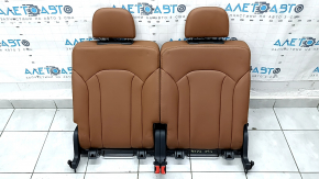 Rear seat row 3 upper part Audi Q7 16-19 brown leather, with headrests, latches and bracket, deformed backrest, dent