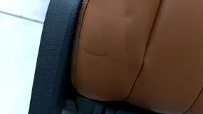 Rear seat row 3 upper part Audi Q7 16-19 brown leather, with headrests, latches and bracket, deformed backrest, dent