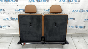 Rear seat row 3 upper part Audi Q7 16-19 brown leather, with headrests, latches and bracket, deformed backrest, dent