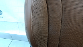 Audi Q7 16-19 passenger seat with airbag, brown leather, heated, ventilated, massage, electric, needs cleaning, scratches, dented