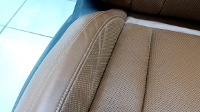 Audi Q7 16-19 passenger seat with airbag, brown leather, heated, ventilated, massage, electric, needs cleaning, scratches, dented