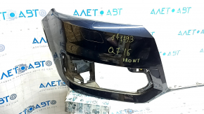 Bare front bumper for Audi Q7 16-19 with 4 parking sensors, blue LC5M, scratches, broken fasteners