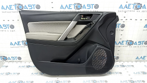 Subaru Forester 17-18 SJ front left door panel, black with gray cloth insert, gray leather armrest, with handle, with gray trim, broken mount, scratches, needs cleaning