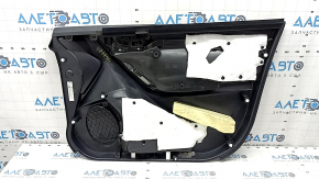 Subaru Forester 17-18 SJ front left door panel, black with gray cloth insert, gray leather armrest, with handle, with gray trim, broken mount, scratches, needs cleaning
