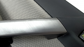 Subaru Forester 17-18 SJ front left door panel, black with gray cloth insert, gray leather armrest, with handle, with gray trim, broken mount, scratches, needs cleaning