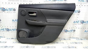 Door trim, rear right card, Toyota Prius V 12-14, dark gray, dark gray leather insert, under JBL, with handle, scratches, dented, scratch on the handle, crack in the fastener