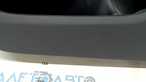 Black front right door panel for a 2021 Ford Bronco Sport with a handle, gray molding, black leather armrest, black cloth insert, whitened plastic, worn
