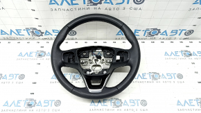 The steering wheel is bare, Ford Bronco Sport 21-25, black leather, without heating, buttons, or paddle shifters.