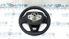 The steering wheel is bare, Ford Bronco Sport 21-25, black leather, without heating, buttons, or paddle shifters.