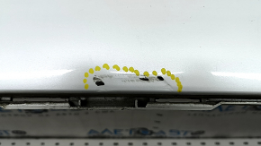 The bare lower rear bumper of a Volvo XC90 16-23 for parking sensors, white, scratches, crack in the mount, broken parking sensor mount, dent