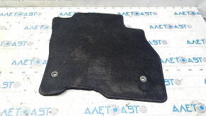 Front left Nissan Leaf 13-17 floor mat, black, torn emblem