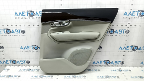 Door trim, rear right card, Volvo XC90 16-20, gray and black leather, insert and armrest, gray leather, with molding under birch wood, scratches, ready for dry cleaning