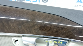 Door trim, rear right card, Volvo XC90 16-20, gray and black leather, insert and armrest, gray leather, with molding under birch wood, scratches, ready for dry cleaning