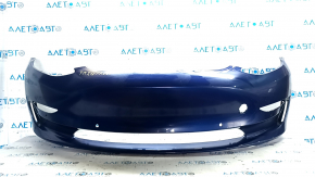 Tesla Model 3 18 front bumper, bare, blue PPSB, with scratches.