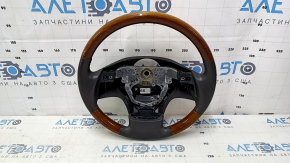 Bare steering wheel Lexus RX350 RX450h 10-12 pre-restyling, gray leather, with dark wood, worn leather, scratches