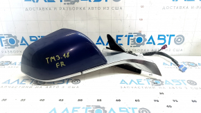 Right side mirror assembly for Tesla Model 3 18-20, 13+1 pins, heated, auto-dimming, blue PPSB, chrome, with bumpers