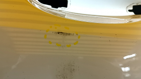 The front right door of a BMW X5 G05 19-24 white 300 is bare, has a dent, and chips.
