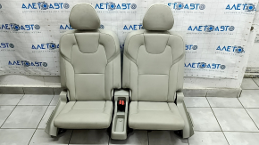 Rear seats, row 3, Volvo XC90 16-22, grey leather, needs cleaning, scratches on plastic