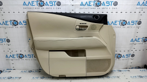 Front left door panel for Lexus RX350 RX450h 10-12 beige with beige leather insert, leather armrest, for seat memory, without tweeter, without memory buttons, worn leather, scratches