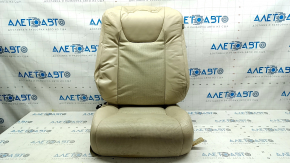 Driver's seat upholstery for a Lexus RX350 RX450h 10-12, beige leather, heated, perforated, dented leather, oxidized trim, needs cleaning