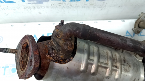 Lexus RX450h 10-15 rear exhaust manifold with catalytic converter and pipe, rusty