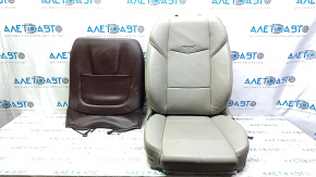Cadillac ATS 13 passenger seat upholstery - gray leather, SPORT, with brown overlay