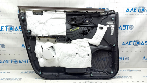 Front right door panel for Nissan Rogue 23-24 US built, black with black leather insert, leather armrest, brown top, with handle and trim
