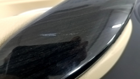 Door trim, rear left, BMW 3 F30 12-18, black, dark wood trim Fineline, beige leather insert, with gray molding and lighting, with handle, dent, scratches