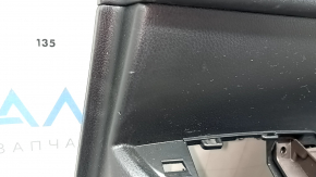 Toyota Highlander 17-19 black rear right door panel, black leather armrest, dark red insert, gray molding, with curtain, with plug, scratches