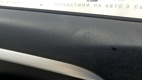 Front left door panel for Toyota Highlander 2017-2019, black, armrest leather black, dark red insert, gray molding, with plug, dented, needs cleaning