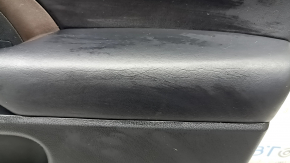 Front right door panel for Toyota Highlander 2017-2019, black, armrest leather black, dark red insert, gray molding, with plug, dented, needs cleaning