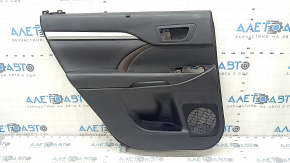 Door trim panel, rear left, Toyota Highlander 2017-2019, black, armrest, leather, dark red insert, gray molding, with curtain, with plug, scratches, dents, needs cleaning