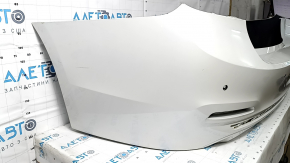 Bare rear bumper for BMW 3 F30 16-18 with parking sensors, white A96, scratches, broken mount