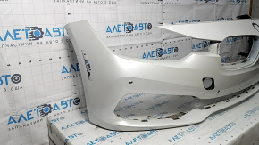 Bare front bumper BMW 3 F30 16-18 Sport line, with parking sensors, white A96 scratches