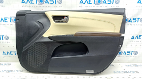 Front right door panel for Toyota Avalon 13-18, black with beige leather insert, brown leather armrest, with handle, scratches