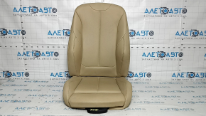 Driver's seat upholstery for BMW 3 F30 12-18, beige leather, heated, Sport, needs cleaning, cracked leather