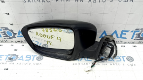 Left side mirror assembly for Nissan Rogue 17-20, 7-pin, heated, turn signal, black