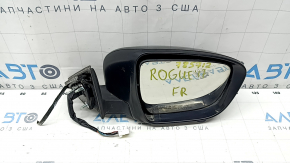 Right side mirror assembly for Nissan Rogue 17-20, 7 pins, heated, turn signal, black, scratched