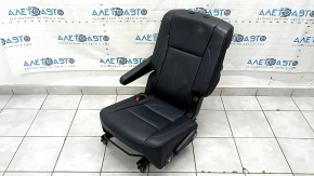 Rear seats, 2nd row, left, Toyota Highlander 14-19, black leather, separate, brown stitching, needs cleaning, dents, contact with water, scratches on the lining
