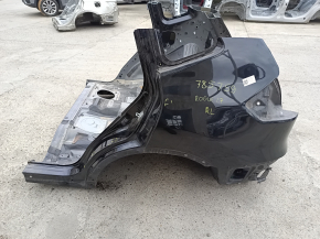 Nissan Rogue 14-20 rear left quarter wing with BSM, on the body, black, rusty, bumps, broken BSM mounting stud